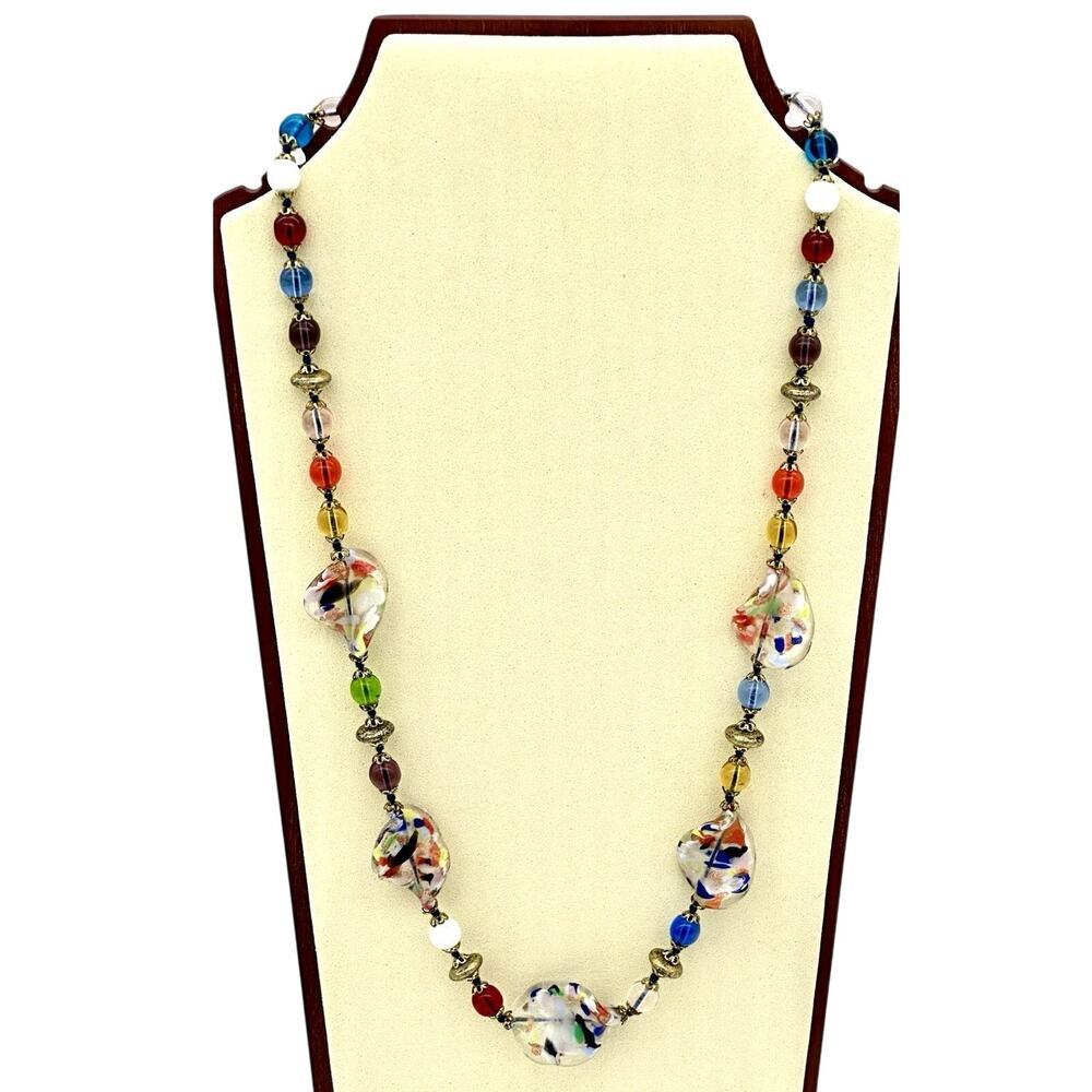 Vintage Murano Glass Millefiori Rare Necklace Multi Color